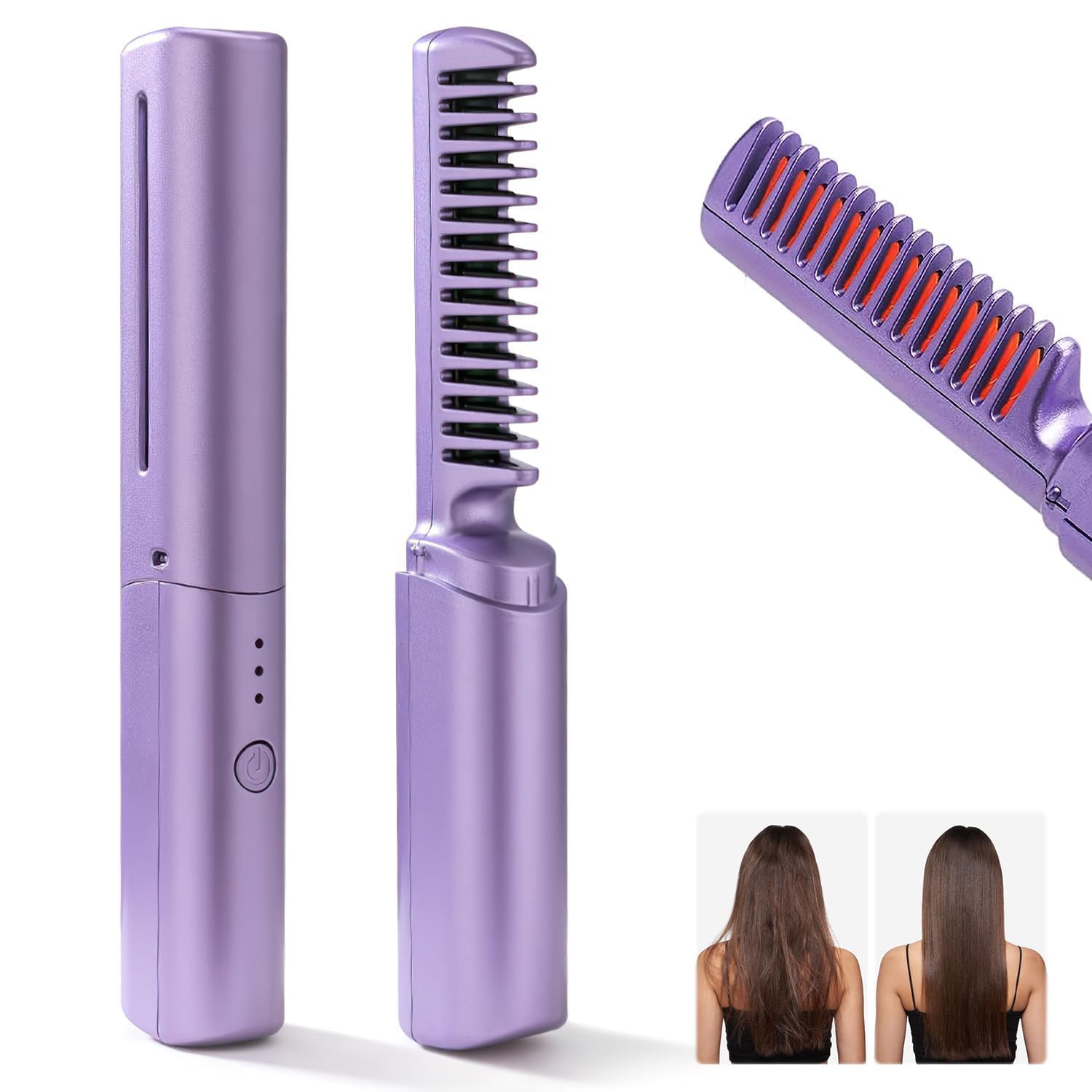 Rechargeable Mini Hair Straightener Brush